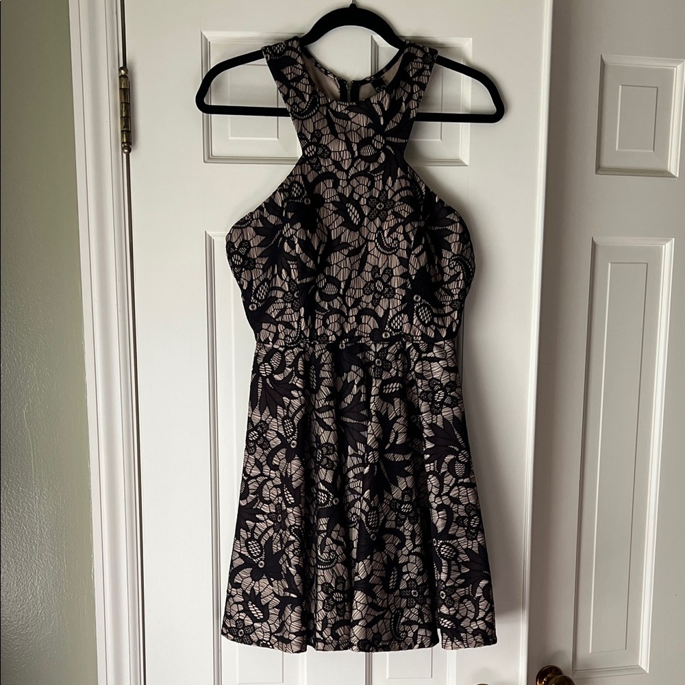Windsor Black and Cream Lace Mini Dress